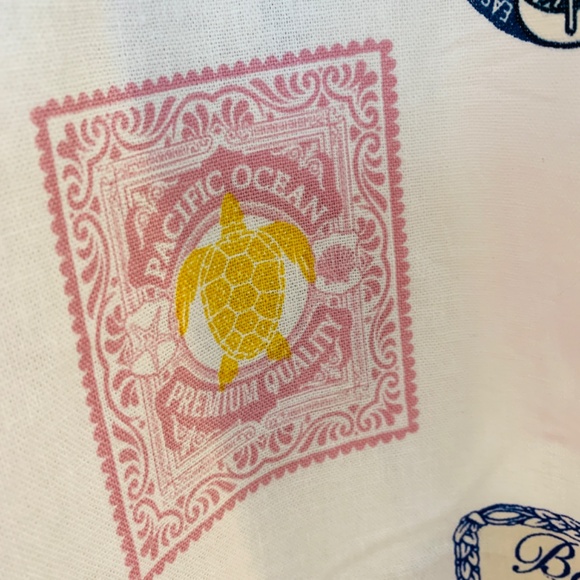 Rachel Zoe Palazzo Pants Linen Blend Pacific Stamps Size M White Beachy Tropical - Picture 10 of 16